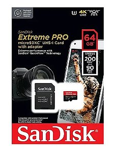 Cartão Memória Sandisk Micro SD 64gb Extreme Pro 200Mbs