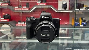 Camera Canon EOS M50 Mark II c/ lente 15-45mm - Usada aprox. 10 mil cliques