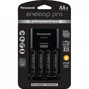 Carregador Panasonic Eneloop Pro Com 4 Pilhas