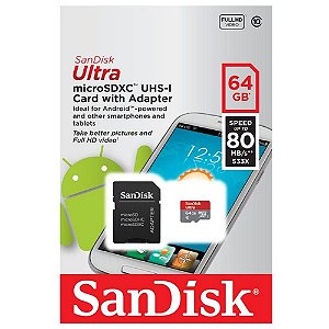 Cartão de Memória SanDisk Micro Ultra 64GB 100MBS