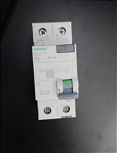 5SV4317-0 Disjuntor Diferencial Residual Bipolar 230VCA 80A 30MA 5SVCA -SIEMENS
