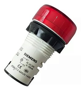 3SB6213-6AA20-1AA0 Sinaleiro Redondo Plastico Vermelho 22mm 24v Led - SIEMENS