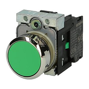 3SU1150-0AB40-1BA0 Botão Frontal Redondo Verde 22mm Pulso/Soco - SIEMENS