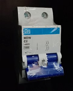 MDW-C2-2 Minidisjuntor Bipolar 2A, Curva C, 1,5ka 230/400v - WEG