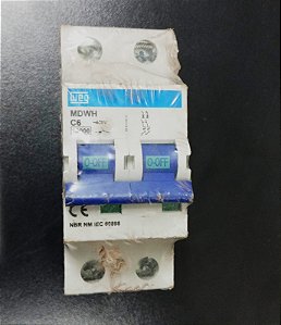MDWH-C6-2 Minidisjuntor Bipolar 6A Curva C, 15 KA 22V 380/400V - WEG