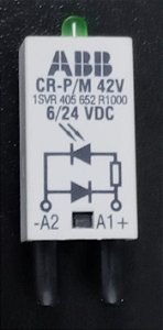 1SVR405652R1000 Módulo Diodo Conectável Led Verde, Cr-P/M 42v, 6-24vdc, A1+, A2-  ABB