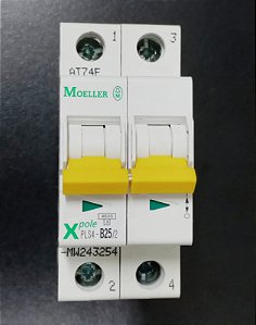 PLS4-B25/2-MW Disjuntor Bipolar 25a 4,5ka Curva B - EATON