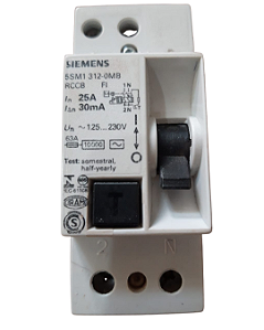 5SM1 312-0MB Interroptor Dr 2p+N 25a/30ma Ac 220v - SIEMENS (USADO)