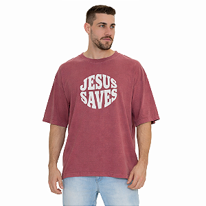 Camiseta 100% Algodão Oversized Jesus Saves