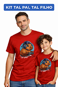Kit Tal pai Tal Filho 2 Peças Camiseta 100% Algodão Estampa Capivara Gamer