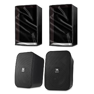 Capa para Par de Som JBL Control X Preta com Frente Transparente