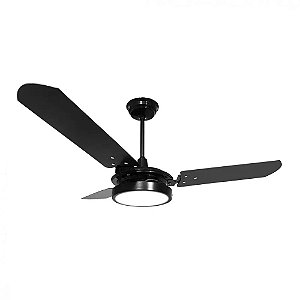 Ventilador de Teto Valen Preto Led 18w Branco Frio Motor Grande 3 Pás Ventex