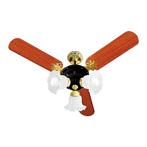 Ventilador de Teto New Zeta 3 Pás Preto Dourado Venti-Delta