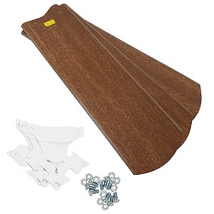 Kit Jogo com 3 Pás Mdf Mogno E Garras Brancas Para Ventilador de Teto Ventisol