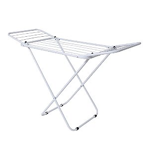 Varal Chão Abas Móvel Dobrável Lavanderia Resistente Anti-Ferrugem 135x47cm Branco