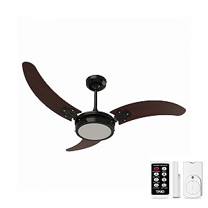 Ventilador de Teto Soft Infinity 2002 Preto Led 18w Branco Frio 3 Pás com Controle Remoto