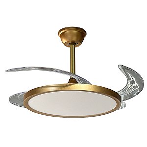 Ventilador de Teto Retrátil Dourado Sindora LED 36W Bivolt Com Controle Remoto Silencioso