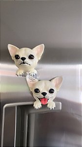 Dupla de Imã de geladeira Chihuahua pelo curto