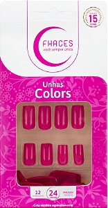 Unhas Fhaces Colors Rosa Pink - 24 unhas