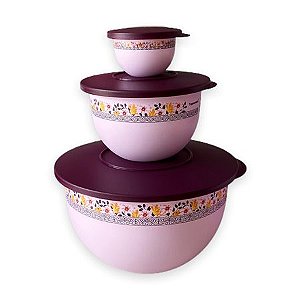 Tupperware Kit Tigela Murano Púrpura 3 Pecas