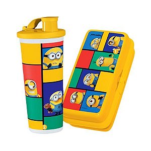 Tupperware Kit Porta Sanduíche e Copo Minions