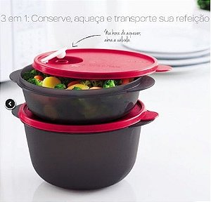 Tupperware Kit Cristalwave Preto e Vermelho 2 Pecas