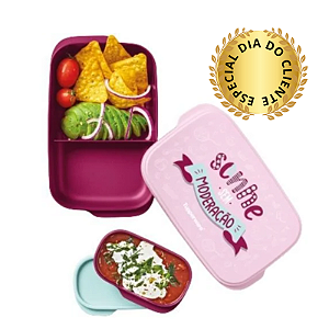 Tupperware Basic Line Slim 590ml Com Divisórias Rosa