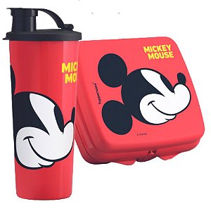 Tupperware Kit Copo Mickey com Bico 470ml e Porta Lanche