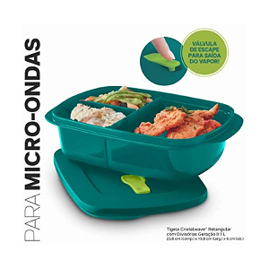 Tupperware Cristalwave Retangular 1 Litro com Divisórias Geração II Verde