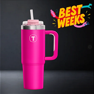 Tupperware® Copo Térmico Big T com Canudo 1,1L Pink