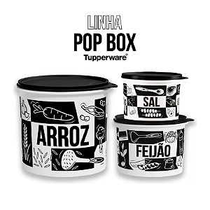 Tupperware Caixa Pop Box Kit 3 Pecas Arroz Feijão e Sal