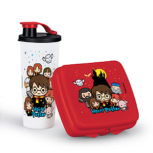 Tupperware Kit Copo Harry Potter com Bico 470ml e Porta Lanche