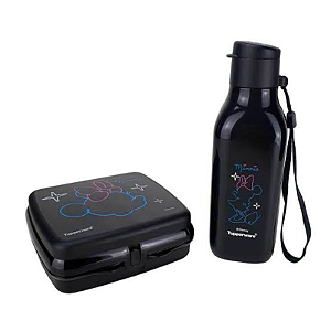 Tupperware KIT Minnie Eco Garrafa 500ml e Porta Sanduiche Preto