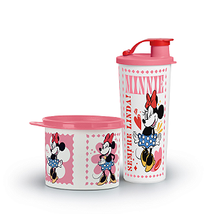 Tupperware Kit POP MINNIE Copo Com Bico 470 ml + Tupper Redondinha 500 ml