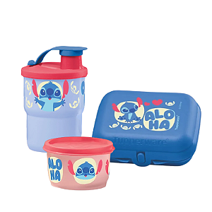 Tupperware Kit Copo Collor + Tupper Snack e Potinho Stitch Ohana