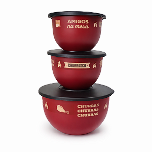 Tupperware Kit Tigela Murano 3 peças Sabor Na Brasa Churrasco