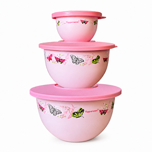 Tupperware Kit Tigela Murano Borboletas 3 Pecas