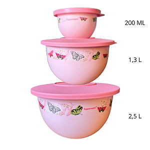 Tupperware Kit Tigela Murano Borboletas 3 Pecas