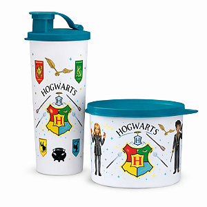 Tupperware Kit Copo + Redondinha Harry Potter Hugwarts 2 Peças