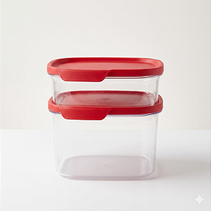 Tupperware Kit Ultra Clear Quadrado Policarbonato com 2 peças