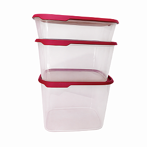 Tupperware Kit Armazenagem Modular Retangular Touch Fresh 3 Pecas Marsala