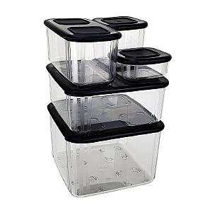 Tupperware Kit Clear Mate Quadrado 5 Peças