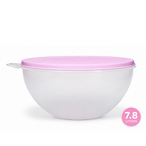 Tupperware Tigela Criativa 7.8 Litros Base Translucida e Tampa Rosa