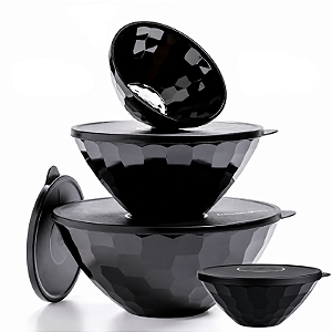 Tupperware Kit Tigelas Prisma Policarbonato Preta