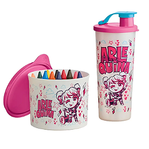 Tupperware Kit Alerquina Kids Copo Com Bico 470ml + Redondinha 500ml