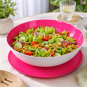 Tupperware Tigela Allegra Rosa e Branca 3,5Litros