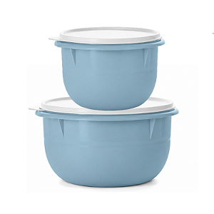 Tupperware Kit Tigela Batedeira Base Azul e Tampa Branca 2 Pecas