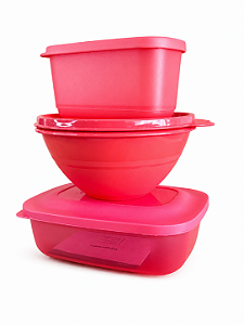 Tupperware Kit 3 Peças Tigela Maravilhosa 500ml + Pote Refri Safe Retangular 500ml + Refri Line 250ml