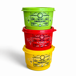 Tupperware Kit Potinhos Temperos Clássico 140ml Canela + Oregano + Pimenta 3 Pecas
