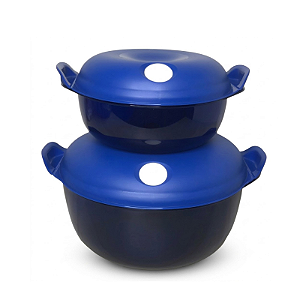 Tupperware Kit Cristal Pop Redondo Azul Policarbonato 1,5 Litros e 3,5 Litros
